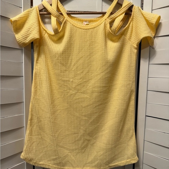 7th Ray Tops - 7th Ray Yellow Open Shoulder Top